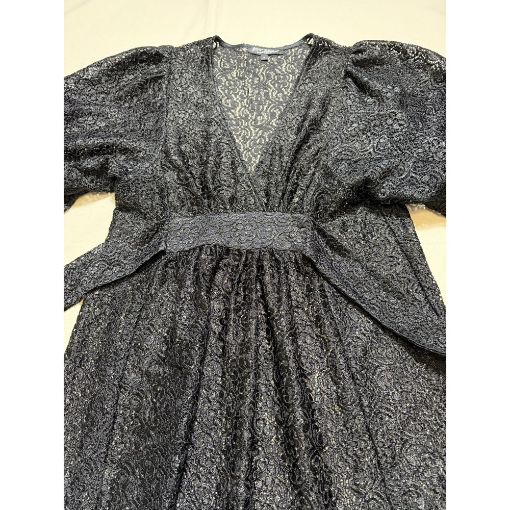 Vintage Women's 2 Betsey Johnson NY Sheer Lace Fit And Flare Mini Black Dress